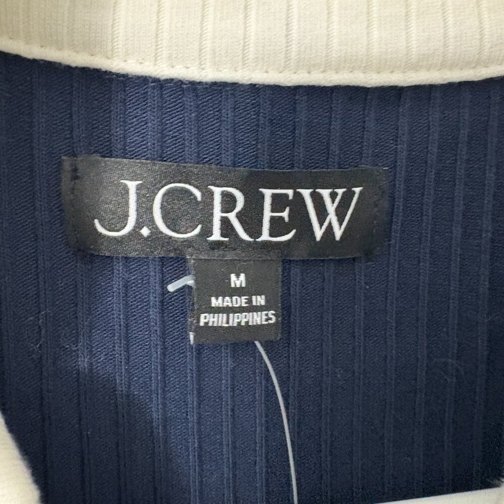 J.Crew Premium Rib Short-Sleeve Polo Shirt Navy Cotton Blend New Size Medium - Picture 5 of 7